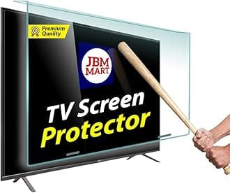 - JBM MART® 50 Inch TV Screen Protector - Tempered Glass Guard, 9H Hardness, Scratch resistance, Crystal Clear | 3 mm Thickness