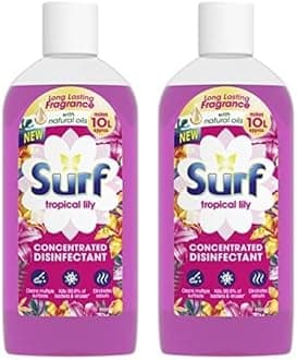 Surf Tropical Lily Concentrated Disinfectant eliminates 99.9% of germs multi-purpose cleaner for sparkling clean surfaces 240 ml (Pack of 2)