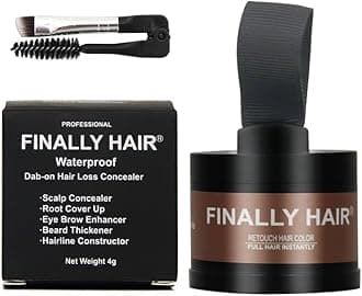 Finally Hair Powder Hair Loss Concealer, Hairline Creator, Eye Brow Enhancer, Beard Filler (Pure White, Unscented)