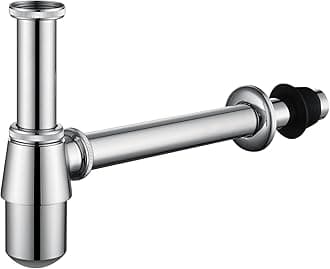 Bathroom Bottle P Trap Waste Pipe 1-1/4 inch Slip Inlet Drain, Lavatory Adjustable Basin Sink Waste Pipe Drain P-Trap Kit, General US/CA Standard, Brushed Smooth Chrome