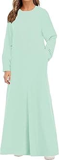 WSPLYSPJY Solid Color Zipper Abaya Muslim Dresses for Women Girls Pockets Islamic Prayer Clothes