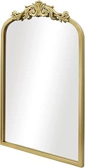 AIXI HOME Arendahl Traditional Gold Arch Wall Mirror, 15''x23'' Carved Elegant Rectangle Vintage Mirror with Antique Ornate Frame, Baroque Inspired Home Decor for Vanity Bedroom, 15x23