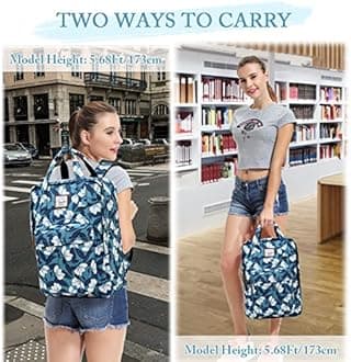 VASCHY Laptop Backpack Women, 15.6In Stylish College School Backpack Bookbag Daypack for Teacher/Teen Girls/Business/Travel, Blue Gardenia, Daypack Backpacks