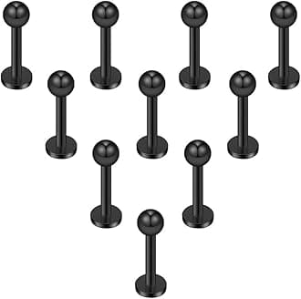 16G 316L Stainless Steel 3mm Ball Labret Monroe Lip Ring Tragus Helix Cartilage Earring Stud Barbell Bar Length 6mm 8mm 10mm 12mm Body Piercing Jewelry