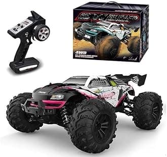 4WD All-Terrain RC Car, 2.4Ghz Remote Control Racing Truck, Brushless High Speed Off-Road Monster Buggy with Rechargeable Battery, LED Lights & Shock Absorbers for Kids & Adults