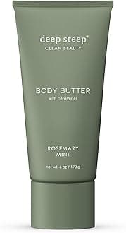 - Deep Steep Body Butter, 6 oz – Rich Moisturizer with Ceramides, Coconut Oil, Argan Oil & Aloe Vera – Vegan, Clean Beauty, Smooth & Hydrated Skin (6 Ounces, Rosemary Mint)