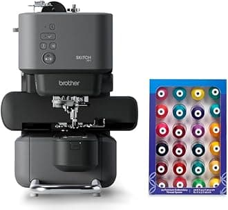 Brother Skitch Single-Needle Embroidery Machine with Artspira Connection, Plus 24 Spools of Jewel Toned Thread