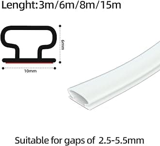KAYLEINSTER 6M White D-Shape Rubber Door Draught Excluder Strip | Self-Adhesive Weather Stripping for Doors & Windows | Seals 2.5-5.5mm Large Gaps | Waterproof Soundproof Door Seal