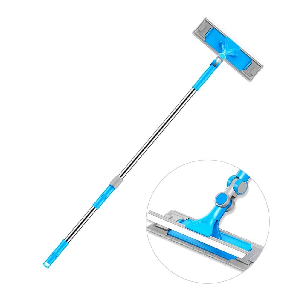 Extendable Window Squeegee Cleaning Tools - Window Washing Equipment with Extension Pole and Microfiber Glass Washer, Professional Window Cleaner Kit for Shower & Car Windshield & Outdoor High Windows
