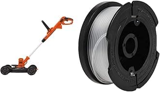 BLACK+DECKER Electric Lawn Mower with Trimmer Line Replacement Spool, Autofeed 30 ft, 0.065-Inch, 2-Pack (BESTA512CM & AF100-2)