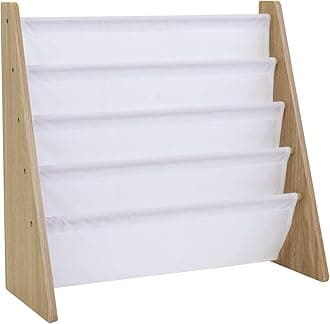 Humble Crew WO173 Children's Picture Book Storage Shelf, Natural Wood/White, 11.0 x 25.0 x 24.0 inches (27.9 x 63.5 x 61 cm), Deep Sleeve Included