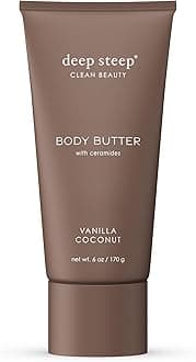 Deep Steep Body Butter, 6 oz – Rich Moisturizer with Ceramides, Coconut Oil, Argan Oil & Aloe Vera – Vegan, Clean Beauty, Smooth & Hydrated Skin (6 Ounces, Vanilla Coconut)