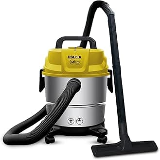INALSA Wet and Dry Vacuum Cleaner for Home, 15 ltr Capacity,1400 W, 20 kPa Suction, Blower Function,HEPA Filter, Wet Vacuum Cleaner for Sofa, House Cleaning Machine,Stainless Steel Body (WD 15)