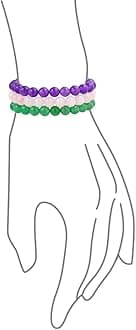 Bling Jewelry Unisex Stackable Set Of 3 Gemstone Round Bead 8MM Stretch Bracelet For Women Teen Men Multi Strand Stacking Adjustable