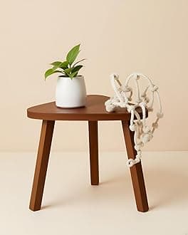 SBF Furniture Mini Triangle Side Table, 32 cm, Matte Finish, Modern Minimalist Design, 3 Angled Legs (Brown1)