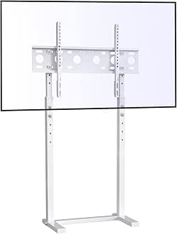 UNHO Floor TV Stand White, Slim TV Stand Height Adjustable TV Bracket Stand Universal TV Mount for 32”-65” Flat Panel LED LCD Screens Max VESA 600x400 up to Loading Weight 40KG