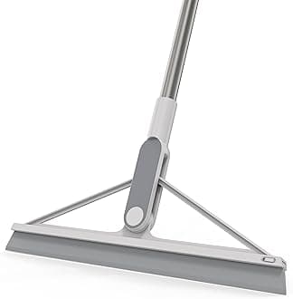 KOLLIEE Floor Squeegee Broom Rubber Shower Squeegee for Floor 61" Long Handle Adjustable Floor Wiper for Concrete Tile Window Bathroom Water