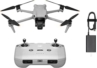 DJI Air 3 (DJI RC-N2) + 65W Portable Charger, Drone with Medium Tele & Wide-Angle Dual Primary Cameras, 46-Min Max Flight Time, 48MP Photos, 4K/60fps HDR, up to 20Km Video Transmission