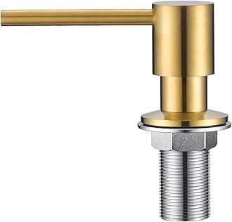 Soap Dispeserfor Kitchen Sink, Brass Pump Head Bult in Soap Dispenser, Kitchen Bathroom Sink Deck Mount Soap or Lotion Pump Dispenser Brushed Gold