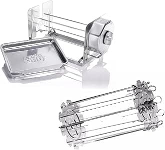 ROTO-Q 360 Non-Electric Rotisserie Kit with 10-Piece Skewer Set - Cordless Spit Roaster for Grills, Ovens, Smokers, BBQs - Indoor & Outdoor Cooking (Stainless Steel)