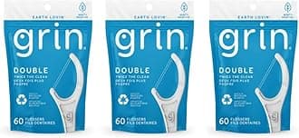 Dental Floss |3 Packs of 60 (Double Twice The Clean Deux Fois Plus Propre), White, Total: 180, 1.0 Foot, 0.18 pounds
