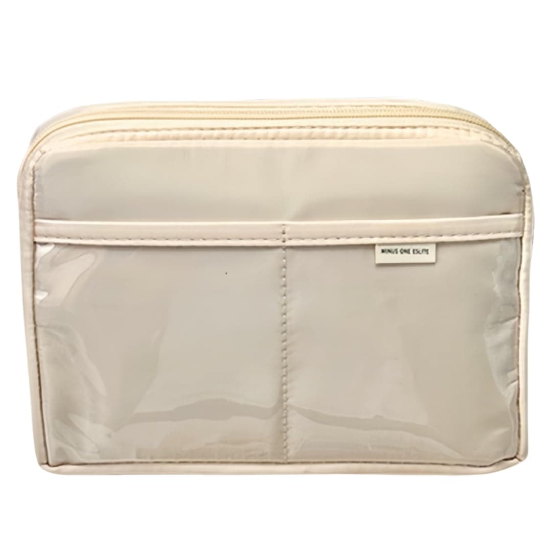 UIVXXUD カワイイキュートエステティックペンシルケース - 大容量キャンバスペンポーチバッグ(ベージュ)