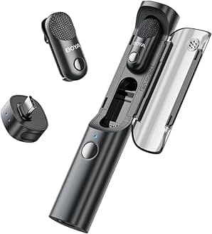 BOYA Magic Wireless Mini Microphones for iPhone 15-16/Android, 4 Form-in-1 Mic, 7g Lightweight, AI Noise Reduction, 48kHz/24bit, APP Control, 328ft Range, Microphone for Recording (Stand not included)