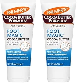 Palmer's Cocoa Butter Formula Foot Magic Moisturizing Foot Cream for Dry, Cracked Heels, Feet Moisturizer with Peppermint Oil & Vitamin E, 2.1 Ounces (Pack of 2)