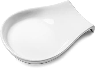 HOMBENE Spoon Rest Set of 1, 5.5 Inches, White Spoon Rest for Stove Top, Spoon Holder for Kitchen Counter Porcelain, Kitchen Utensils Accessories, White