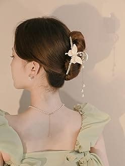 M.T. BROTHERS - Big Fancy Metal Non-Slip Hair Clip, Large Jaw Clips, for Women Thin Thick Curly Hair Pearl Hair Clips Sparkly Hold Hair Jaw Clips (CLASSY GOLDEN)