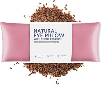 Eye Pillow for Yoga, Relaxation, Sleeping, Microwavable Weighted Eye Mask Heated for Meditation, Dry Eyes, Moist Heat Hot & Cold Eye Compress with Flaxseeds Therapy (Pink)