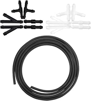 CGEAMDY Car Windshield Washer Hose Kit, 4m Rubber Universal Windscreen Wiper Hose With 12 PCS Hose Connectors, Y I T Type Connect Car Water Pump And Nozzles, Car Accessories for All Auto Types