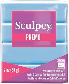 Sculpey Premo Polymer Oven-Bake Clay, Pale Blue, Non Toxic, 2 oz. bar, Great for jewelry making, holiday, DIY, mixed media and home décor projects. Premium clay perfect for clayers and artists