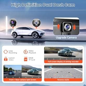 9" Portable Carplay & Android Auto Touch Screen, Wireless Car Stereo with 4K Dash Cam, 1080P Backup Camera, GPS Navigation, Mirror Link, Voice Control, FM, Siri, Bluetooth for All Vehicles