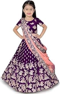 eneric Girl's Jute Cotton Semi-stitched Lehenga Choli