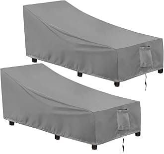 OutdoorLines Outdoor Waterproof Patio Chaise Lounge Chair Cover - UV Resistant Lounger Covers Heavy Duty Weatherproof Patio Sofa Furniture Covers, 2 Packs, 78Wx35.5Dx33H Inches, Gray