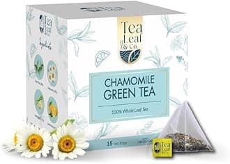 Tea Leaf & Co. Chamomile Green Tea 25 Bags | Improves Sleep & Reduces Anxiety | Calming Caffeine-Free Bedtime Tea | Natural Relaxation for Stress Relief, Digestion & Immunity | Floral Herbal Flavour