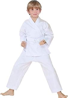 Karate Uniform with Free Belt, White Karate Gi for Kids & Adult Size 000-6