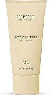 Deep Steep Body Butter, 6 oz – Rich Moisturizer with Ceramides, Coconut Oil, Argan Oil & Aloe Vera – Vegan, Clean Beauty, Smooth & Hydrated Skin (6 Ounces, Lemon Cream)