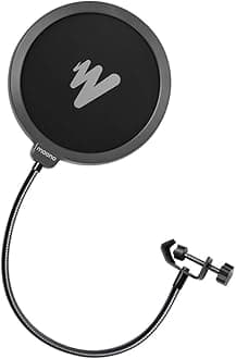 Maono AU-B00 Pop Filter for Studio Condenser Microphone with Wind Screen and Metal Gooseneck Holder (Black)