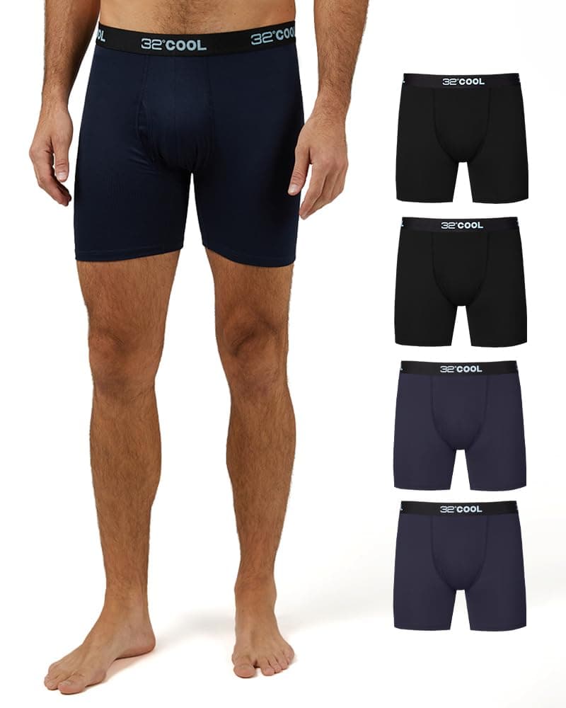 32 Degrees COOL Mens 4-PACK Quick Dry Performance Boxer Brief With Comfort Elastic Waistband
