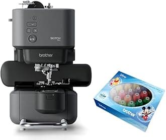 Brother Skitch Single-Needle Embroidery Machine and Disney Classic Colors 24-Spool Thread Bundle