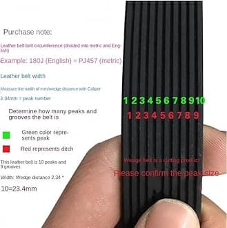 Transmission Belt 220J-PJ559 225J-PJ572 237J PJ602 Poly V-belts Ribbed For Treadmill For Fitness For Washing Machine Motor Drive Belts Drive V-Belt(235J-PJ597,1PC_9RIBS)