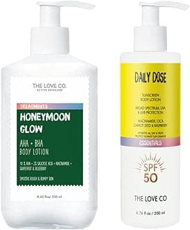 THE LOVE CO Sunscreen SPF 50 ++++ - Broad Spectrum Enriched With Carrot Seed, Ceramide, Niacinamide, CICA, & Raspberry - UVA/UVB Protection, Hydration & Skin Repair (Sunscreen Lotion + Body Lotion)