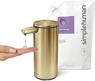 Essential Hand Care Duo - 9 oz. Sensor Soap Pump Dispenser with 34 oz. Lavender Refill Pack, Brass Stainless Steel