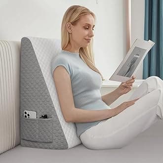 Bed Wedge Pillow, 8 inch Wedge Pillow for Sleeping, Elevated Body Pillow for Back Support, Acid Reflux, Leg, Neck Pain, Snoring, Triangle Pillow Wedge - Cooling Memory Foam Top