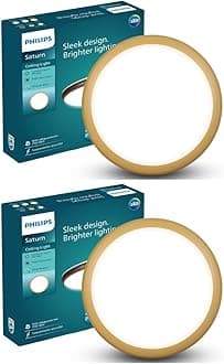 Philips 24W LED Surface Ceiling Light | Decorative IP44 WaterProof Saturn Gold Ceiling Light for Home| Warm White, Pack of 2
