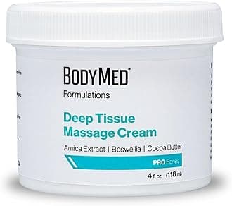 BodyMed Formulations Deep Tissue Massage Cream, 4 oz. – Fragrance-Free, All-Natural Cream for Massage Therapy – Leaping Bunny Certified – with Arnica Extract & Jojoba – Non-Staining, & Paraben Free
