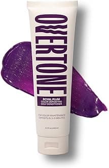 Overtone Daily Color Depositing Conditioner - 4.5oz Temporary Coloring Conditioner with Shea Butter & Coconut Oil - Refresh Color & Prevent Fading- Vegan & Cruelty-Free, Purple for Brown is Royal Plum