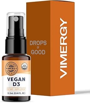 Vimergy Vegan D3 – Benefits Immune Function* – USDA Certified Organic, Vegan, Gluten-Free – 1000IU/Servings, 96 Servings